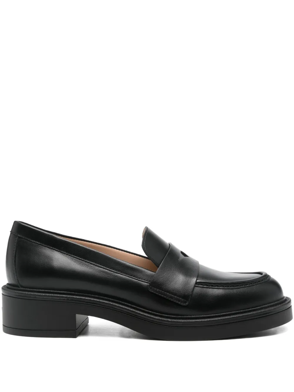 Кожаные лоферы-пенни Stuart Weitzman, черный