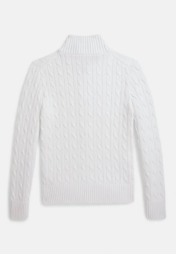 Хлопковый свитер крупной вязки на молнии, кардиган 714y Polo Ralph Lauren, White — фото 2