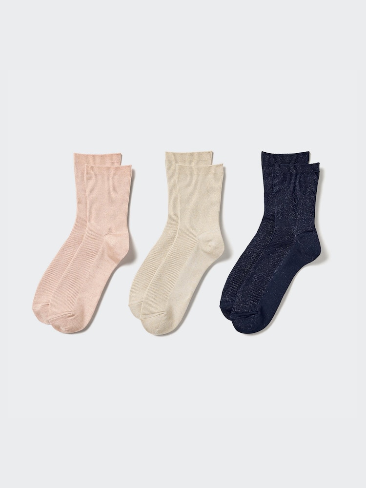 

Носки 3 пары с блестками Uniqlo, розовый