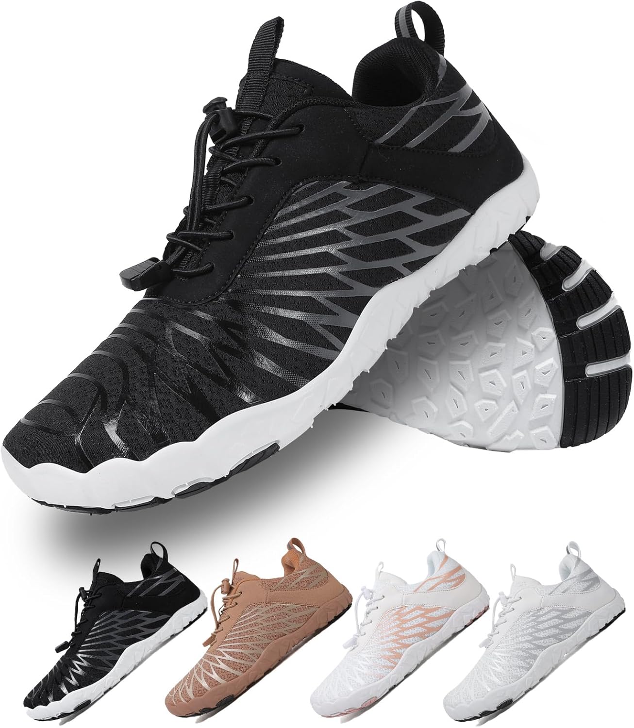 

Походные кроссовки для пеших прогулок для женщин и мужчин, унисекс, легкие, с широкой носковой частью, противоскользящие, для бега и спорта Feedmoo, черный