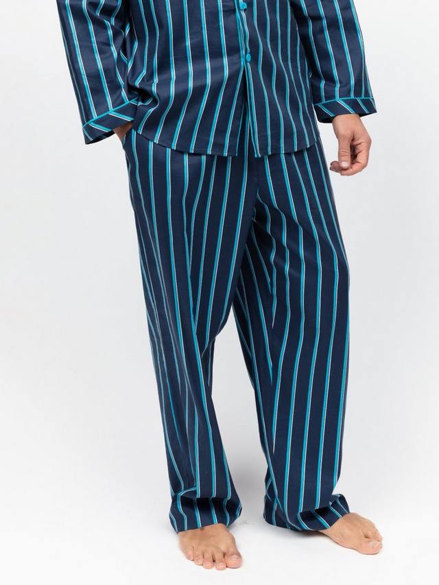 

Хлопковые пижамные брюки с принтом в полоску из смеси модала Cyberjammies, Navy