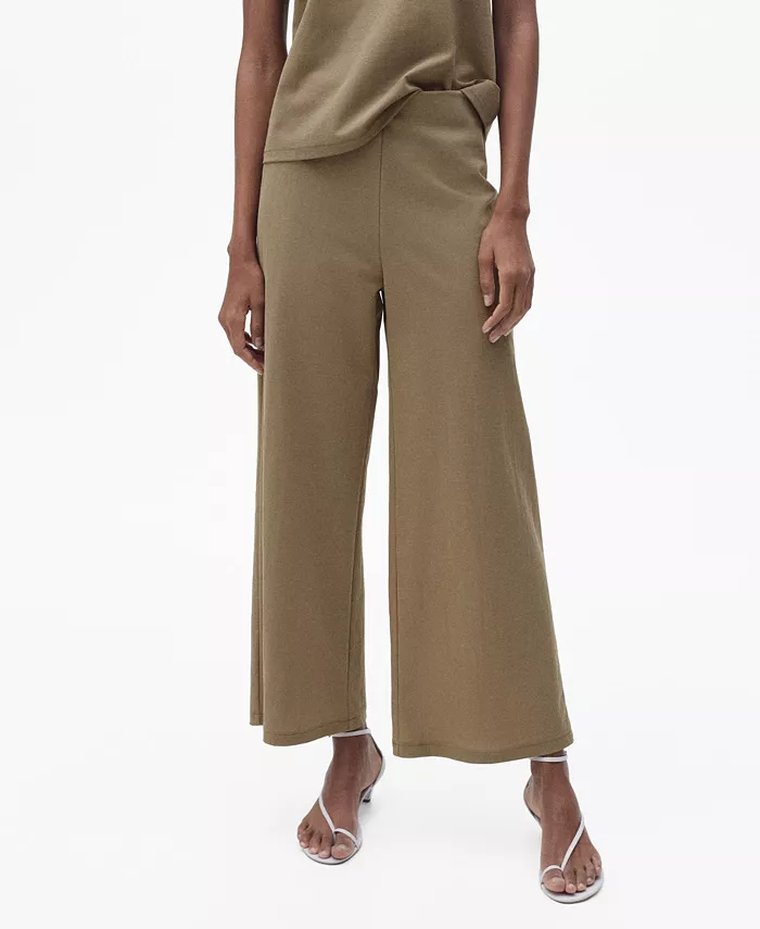 

Женские укороченные брюки-палаццо Pants MANGO, коричневый/бежевый