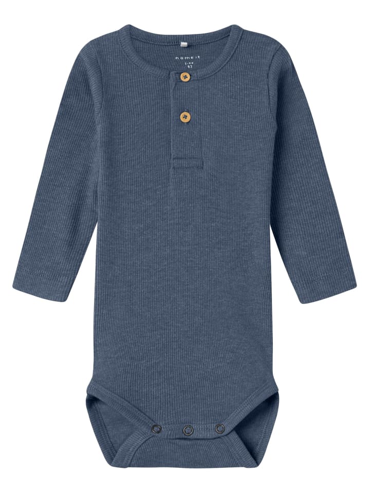 

Name it Боди с длинными рукавами в винтажном цвете индиго "Дедушка"