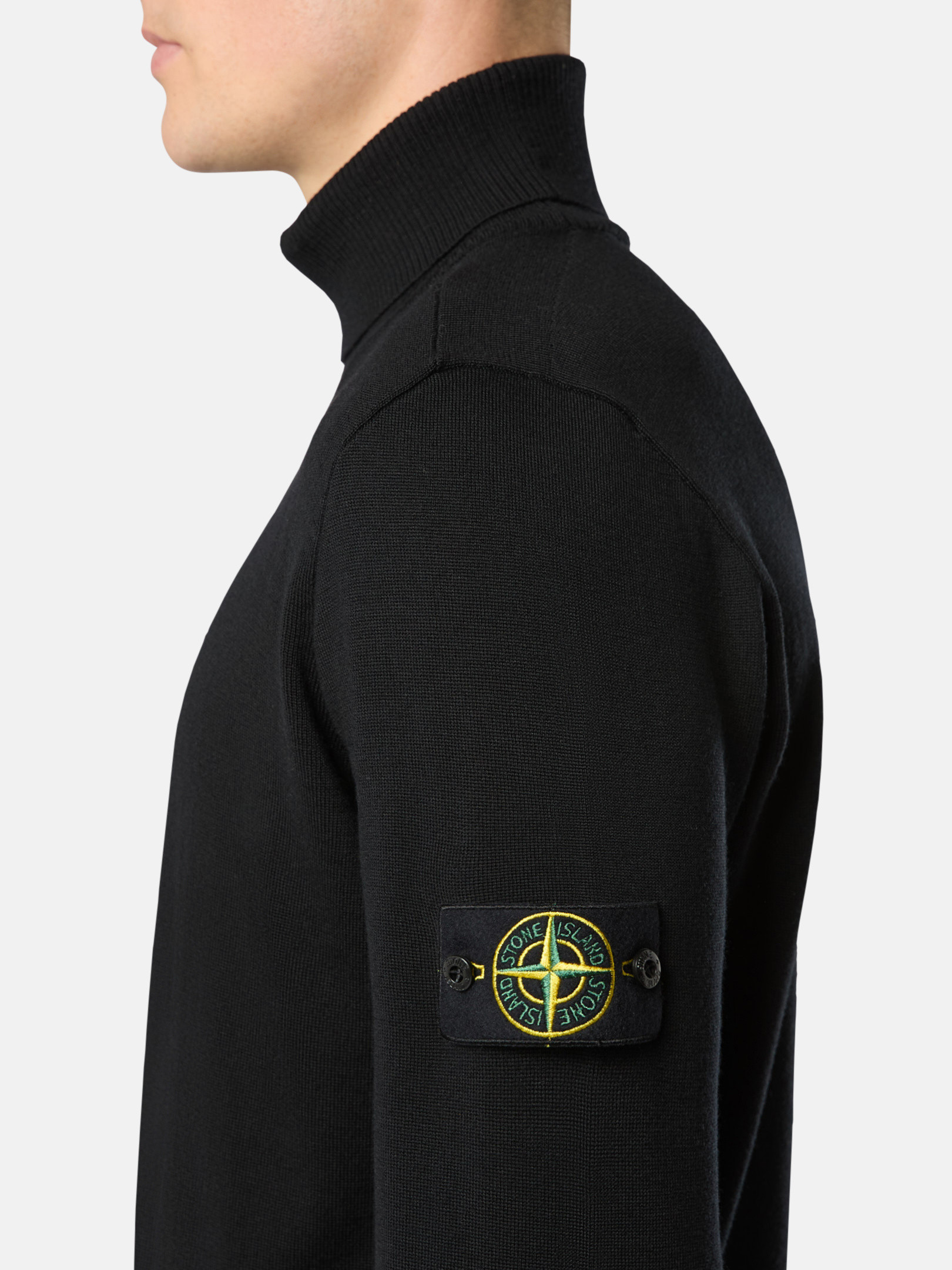 Водолазка с ребристыми краями Stone Island 5100025 LIGHT RWS PURE WOOL, черный — фото 3