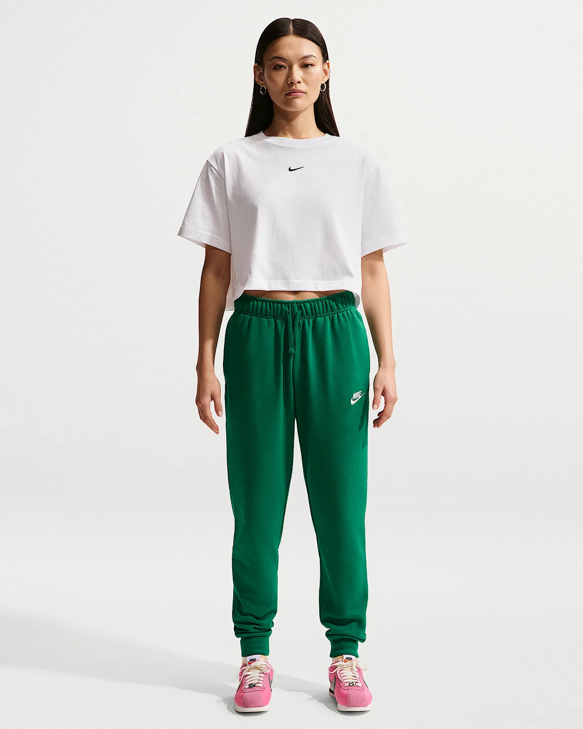 Женский свободный короткий топ с коротким рукавом Nike Sportswear Classic, White/Black — фото 4