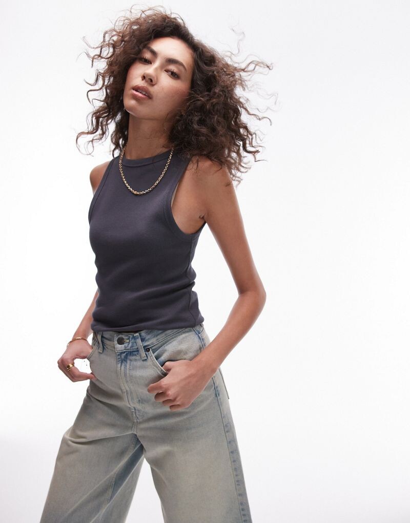 

Сланцевый узкий жилет в рубчик Topshop Topshop