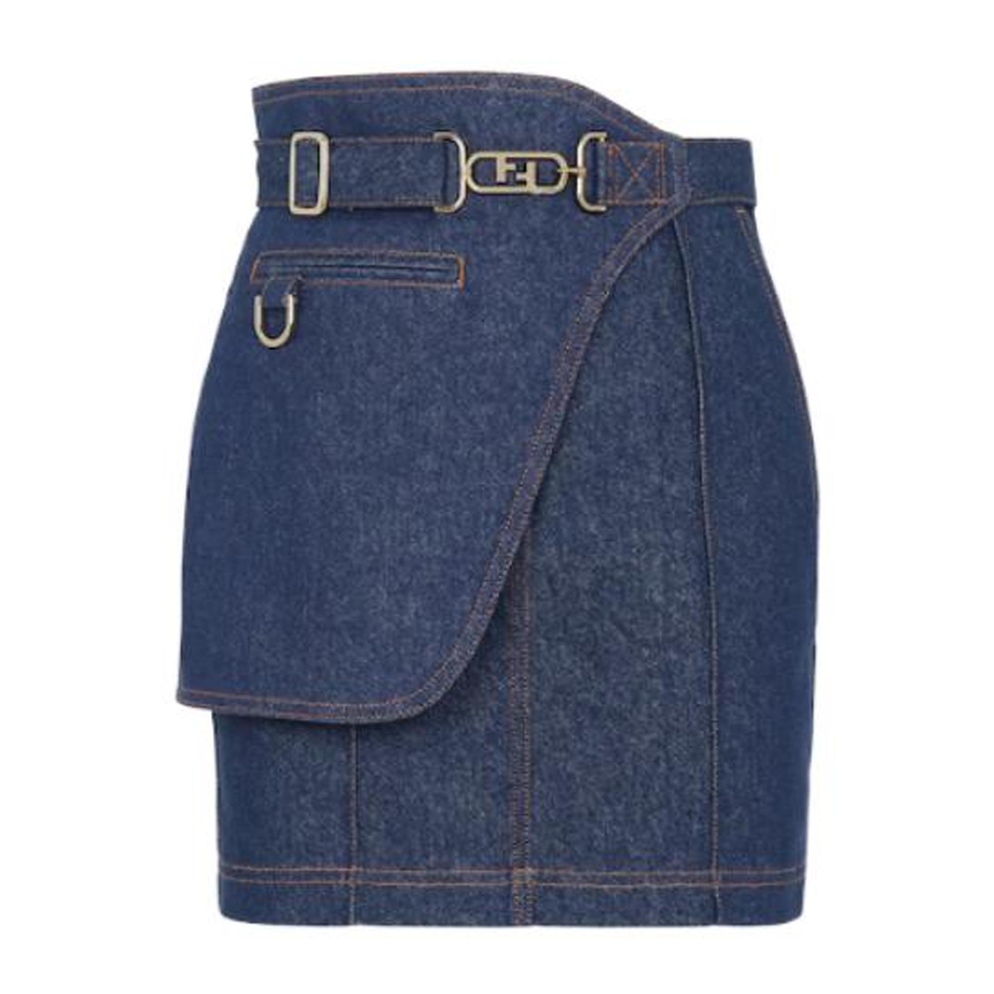 

Fendi Повседневная короткая юбка FW22 для женщин, джинсовый, синий