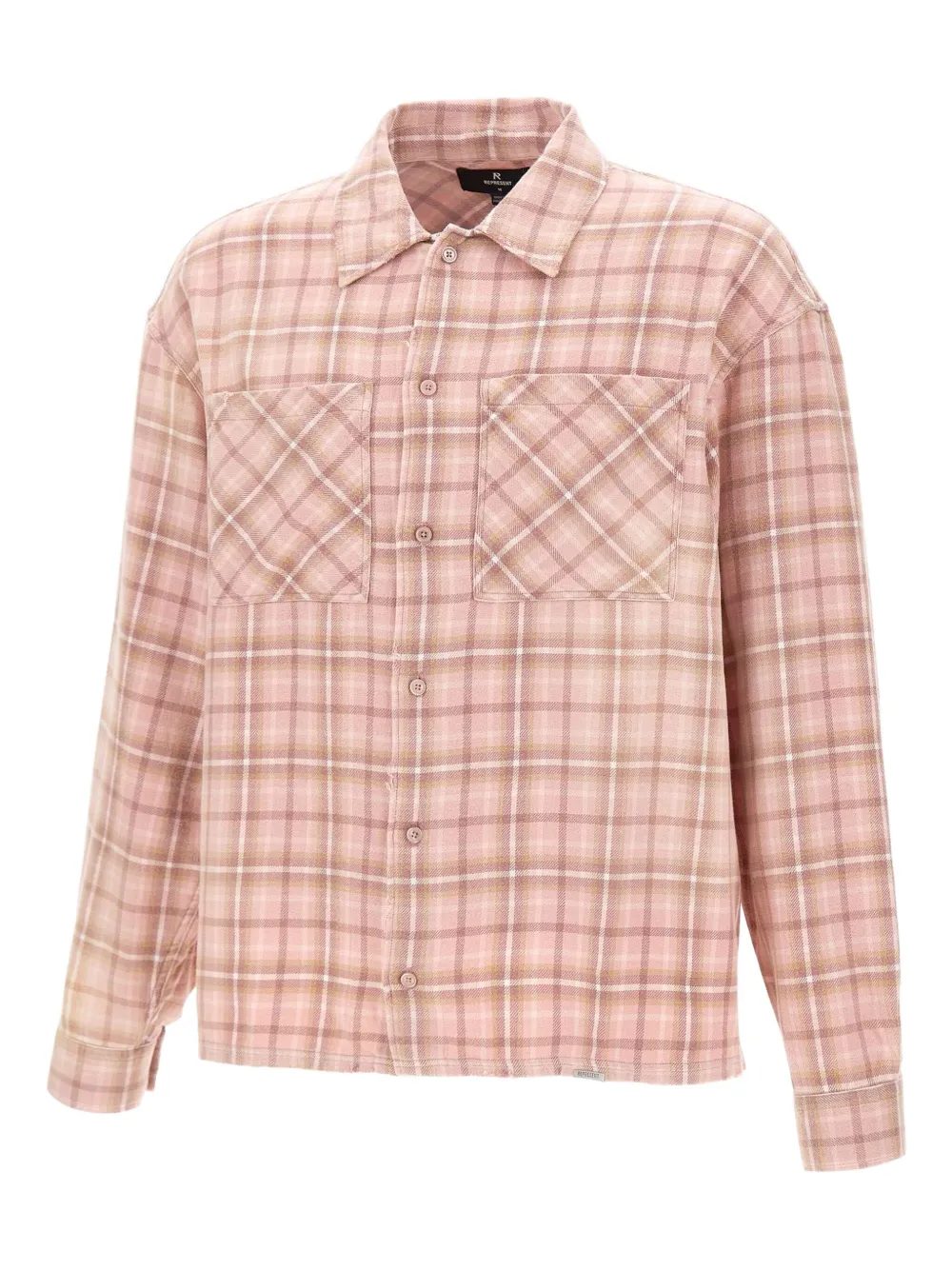 

Рубашка в клетку с накладными карманами Represent, розовый