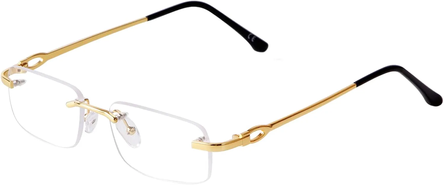 

Солнцезащитные очки JUDOO в стиле ретро, ​​без оправы, прямоугольной формы, для мужчин и женщин, модные очки без оправы с тонированными линзами, Gold/Clear