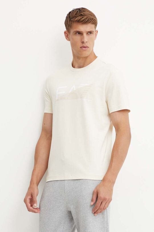 

Хлопковая футболка EA7 Emporio Armani, бежевый