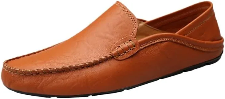 Мокасины кожаные, повседневные, дышащие, Red/Brown Hhhchpm