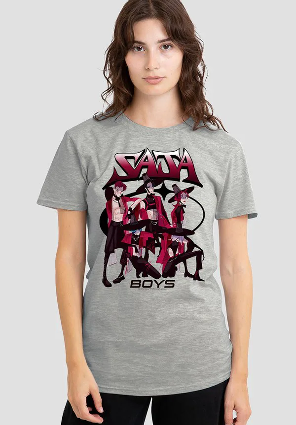 

Футболка с принтом k-pop demon hunters saja demon group. Netflix, Mottled Light Grey, Серый, Футболка с принтом k-pop demon hunters saja demon group. Netflix, Mottled Light Grey