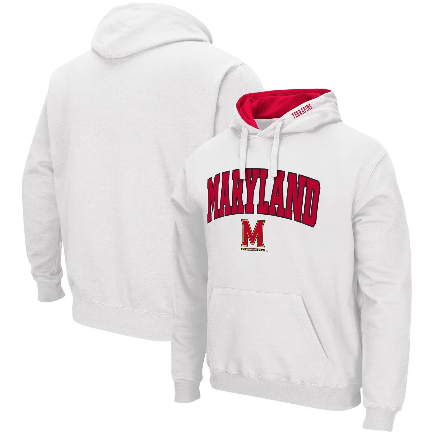 

Мужской белый пуловер с капюшоном Maryland Terrapins Arch & Logo 3.0 Colosseum
