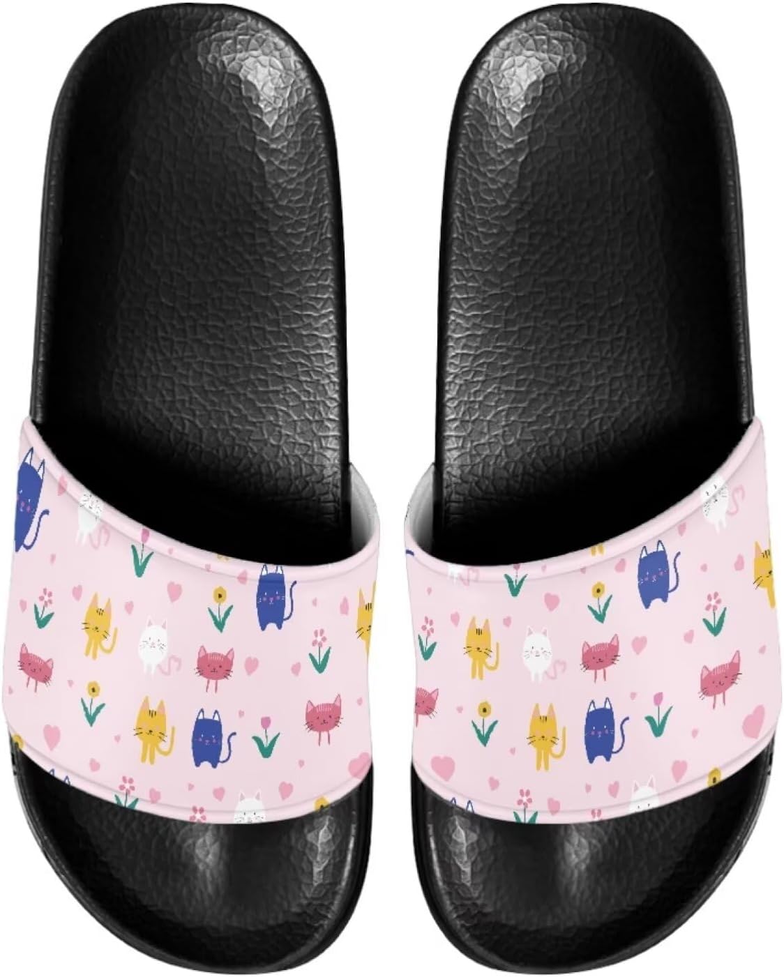 

Унисекс слайд-сандалии JoyLamoria с принтом, домашние тапочки для ванной, повседневная обувь на плоской подошве для мужчин и женщин, Floral Cat Print