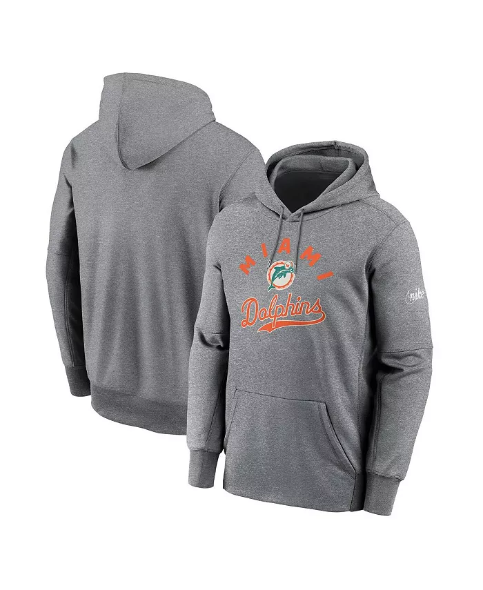 

Мужская серая в крапинку толстовка с капюшоном Miami Dolphins из флиса Performance Nike