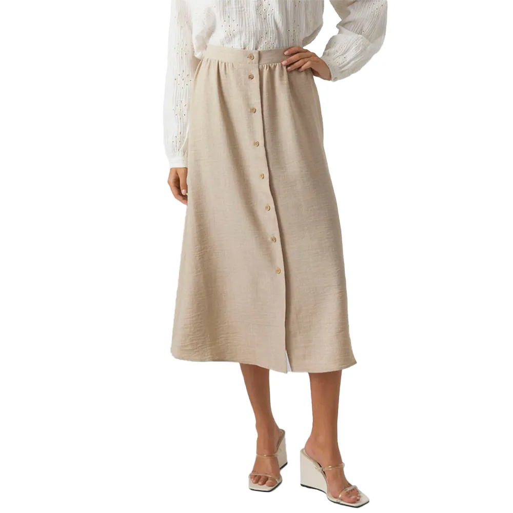 

Юбка Vero Moda Melaney High Waist Long Skirt, бежевый