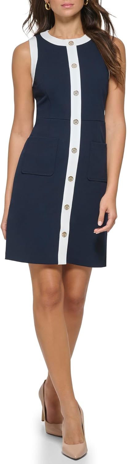 

Женское мини-платье Tommy Hilfiger с узором «гусиная лапка», Sky Captain/Ivory