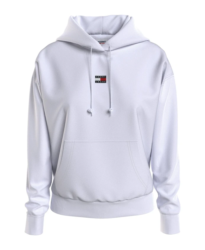 

Белая хлопковая футболка с логотипом, переходный стиль. Tommy Jeans, белый