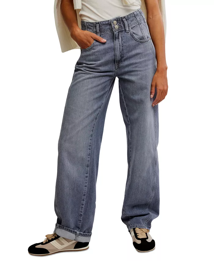 

Женские джинсы Aster с прострочкой, прямые Free People, синий