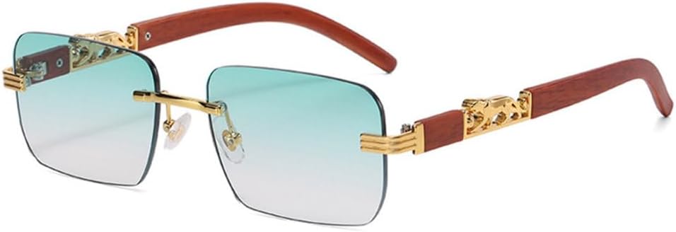 

Маленькие прямоугольные солнцезащитные очки без оправы для мужчин, роскошные солнцезащитные очки без оправы с леопардовым принтом для женщин, винтажные солнцезащитные очки LVTFCO, 3