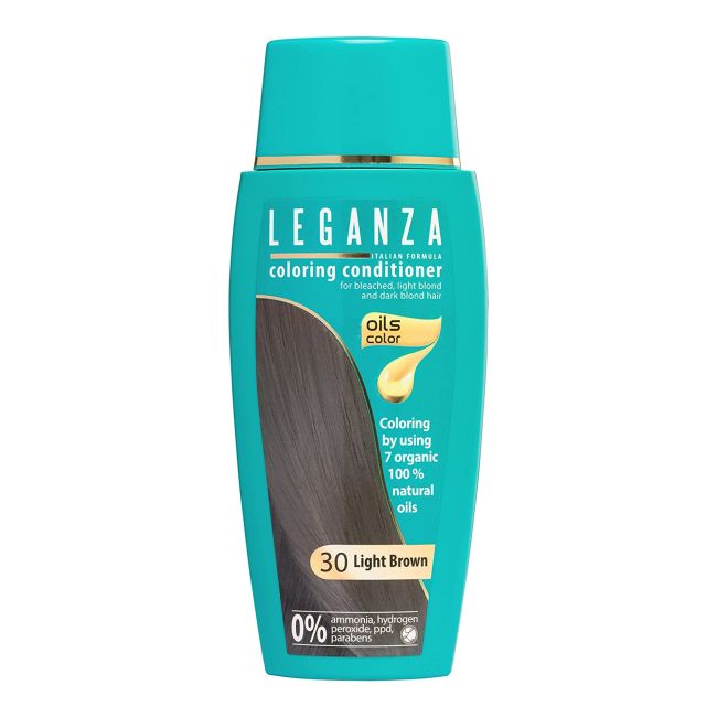 

20 кондиционер для волос с оттенком черного тюльпана Leganza, цвет 30 light brown, 150 мл