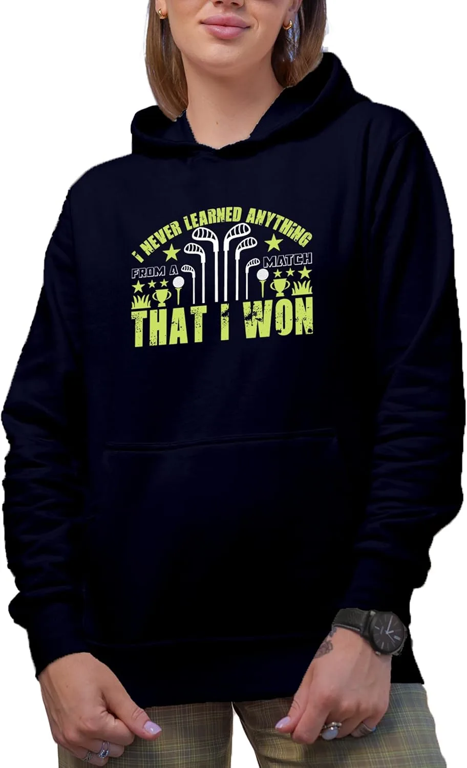 

Толстовка с капюшоном Novelty, с принтом "I Never Learned Anything from a Match That I Won", подарок для гольфиста Make Your Mark Design