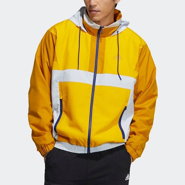 Куртка adidas Training Series Zipper Stand Collar Hooded Long Sleeves Logo Jacket Yellow, желтый — фото 3