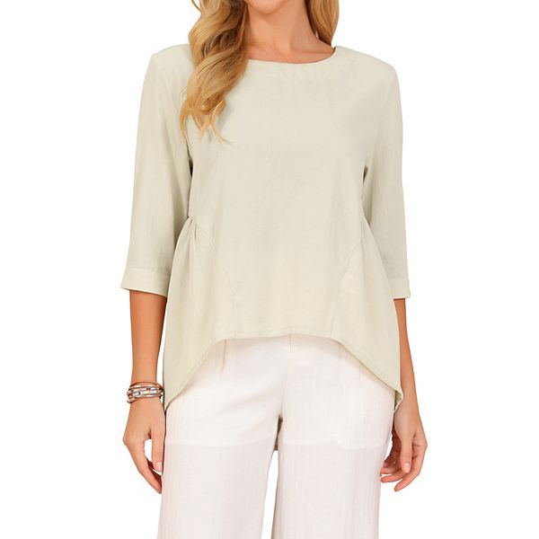 

Женская блузка-туника с асимметричным подолом и рукавом 3/4 Inspire Chic, Apricot