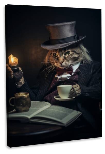 

Картина на холсте Hustling Sharks Professor Cat ll, черный