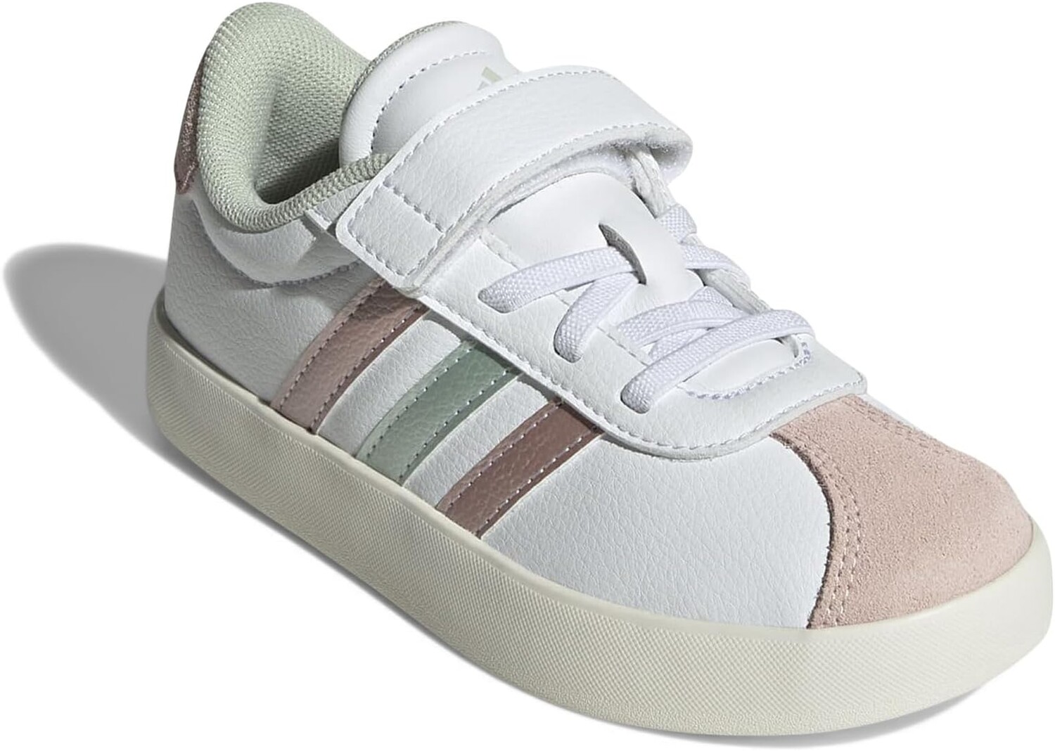 

Кроссовки adidas Kids Vl Court 3.0 Skateboarding Shoes, цвет White/Linen Green Metallic/Sandy Pink Metallic