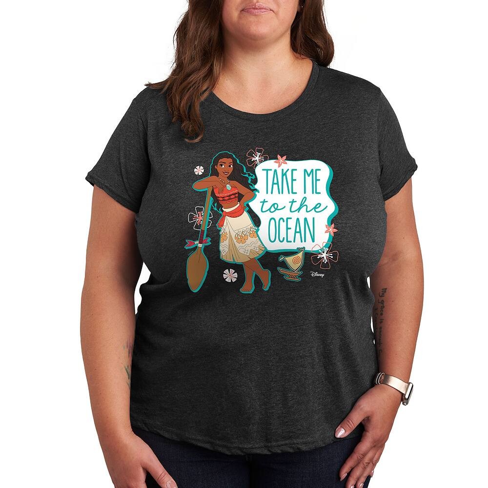 

Футболка Disney Princess Moana Plus с рисунком океана, цвет Heather Charcoal