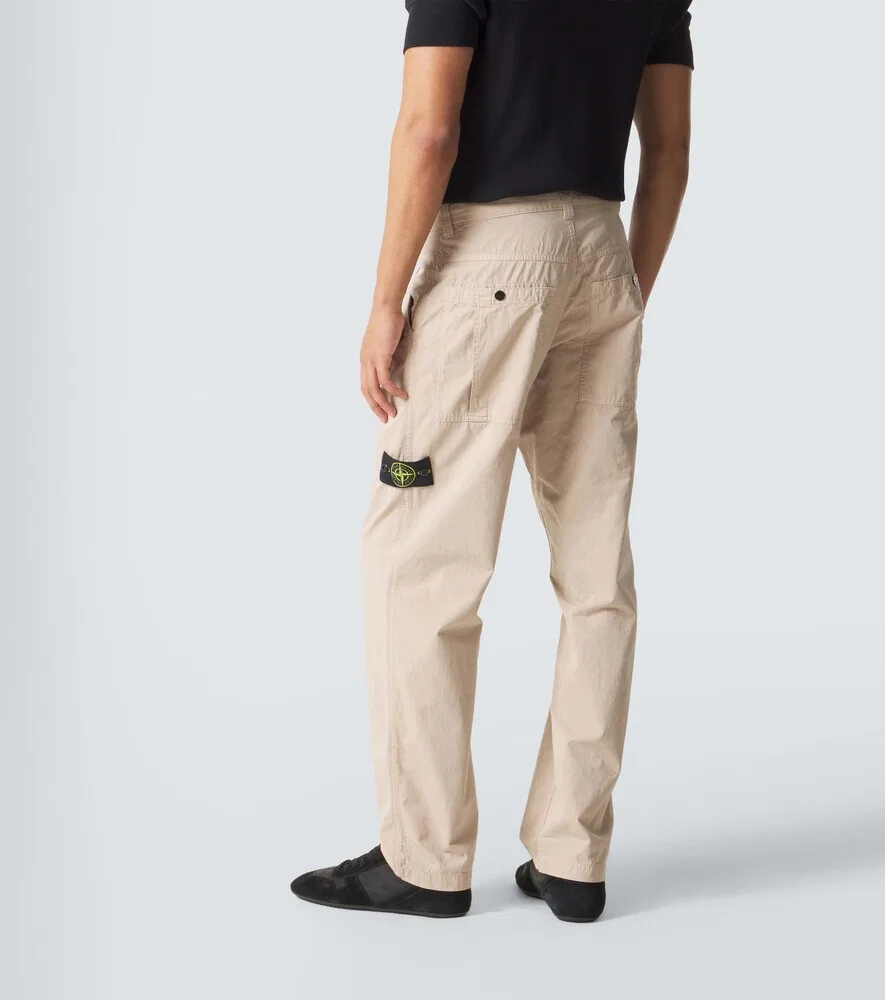 Прямые хлопковые брюки Compass Stone Island, бежевый — фото 4