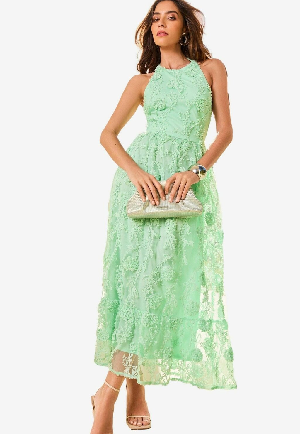 

Платье макси FLORAL HALTER NECK REGULAR FIT Lipsy, зеленый