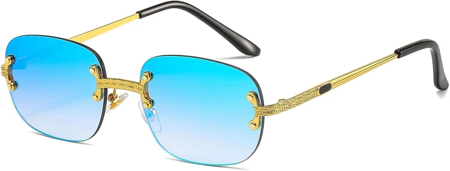 

Солнцезащитные очки с защитой от УФ-излучения UV400 | Без оправы, панк, маленький размер | Для женщин и мужчин, для занятий спортом на открытом воздухе и вождения DSVIGF, Mirror Blue