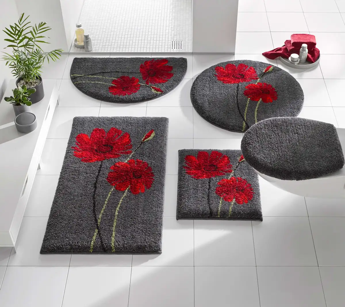 

Базовый коврик для ванной Grund круглый (Ø 75 см), цвет anthrazit-rot