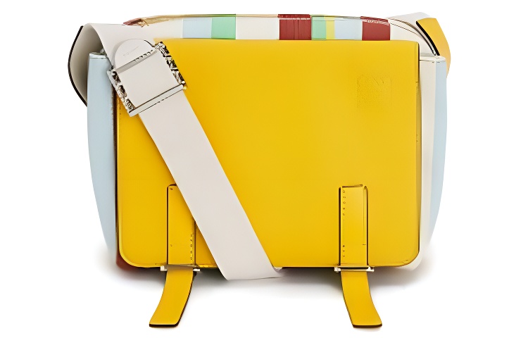 

LOEWE Военная сумка-мессенджер из телячьей кожи с канвой через плечо женская желтая разноцветная