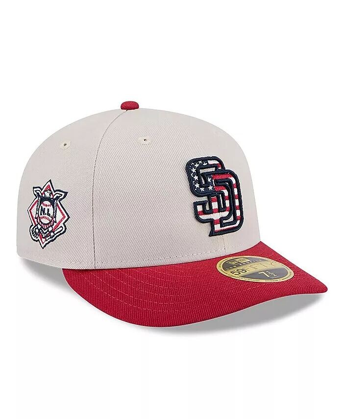 

Мужская красная приталенная шляпа San Diego Padres 2024 Fourth of июля 59FIFTY New Era, бежевый