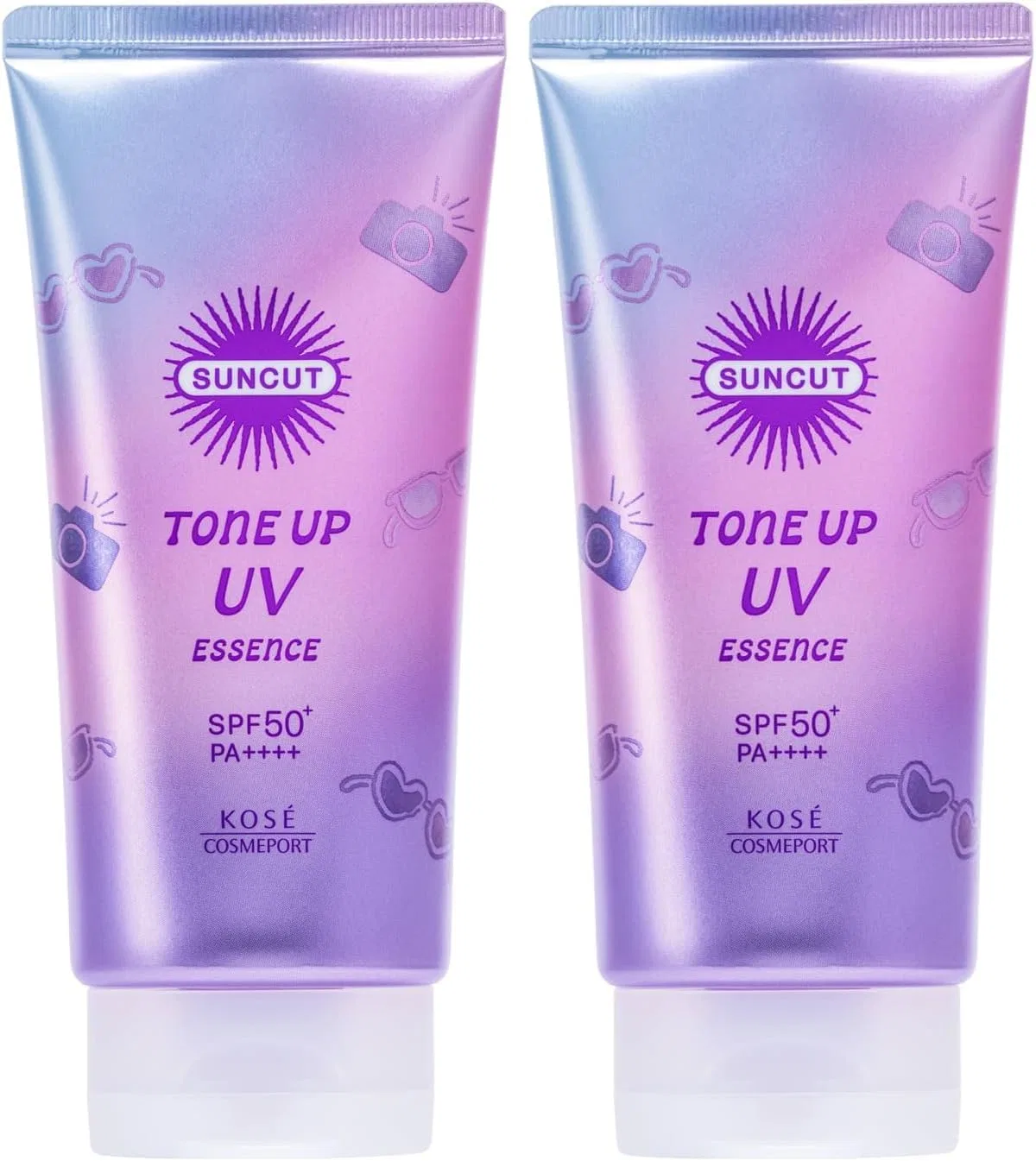 Солнцезащитная эссенция Suncut Tone Up UV SPF50+ PA++++, лавандовый, 80 г, набор 2 шт