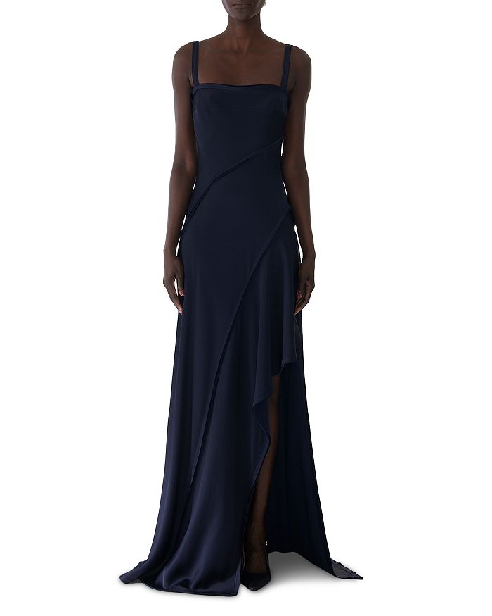 

Платье-комбинация из атласа с креповой изнанкой Jason Wu Collection, синий