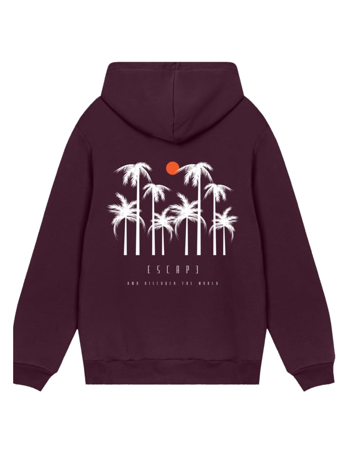 

F4NT4STIC Худи Escape: Откройте для себя мир пальм в бордовом цвете