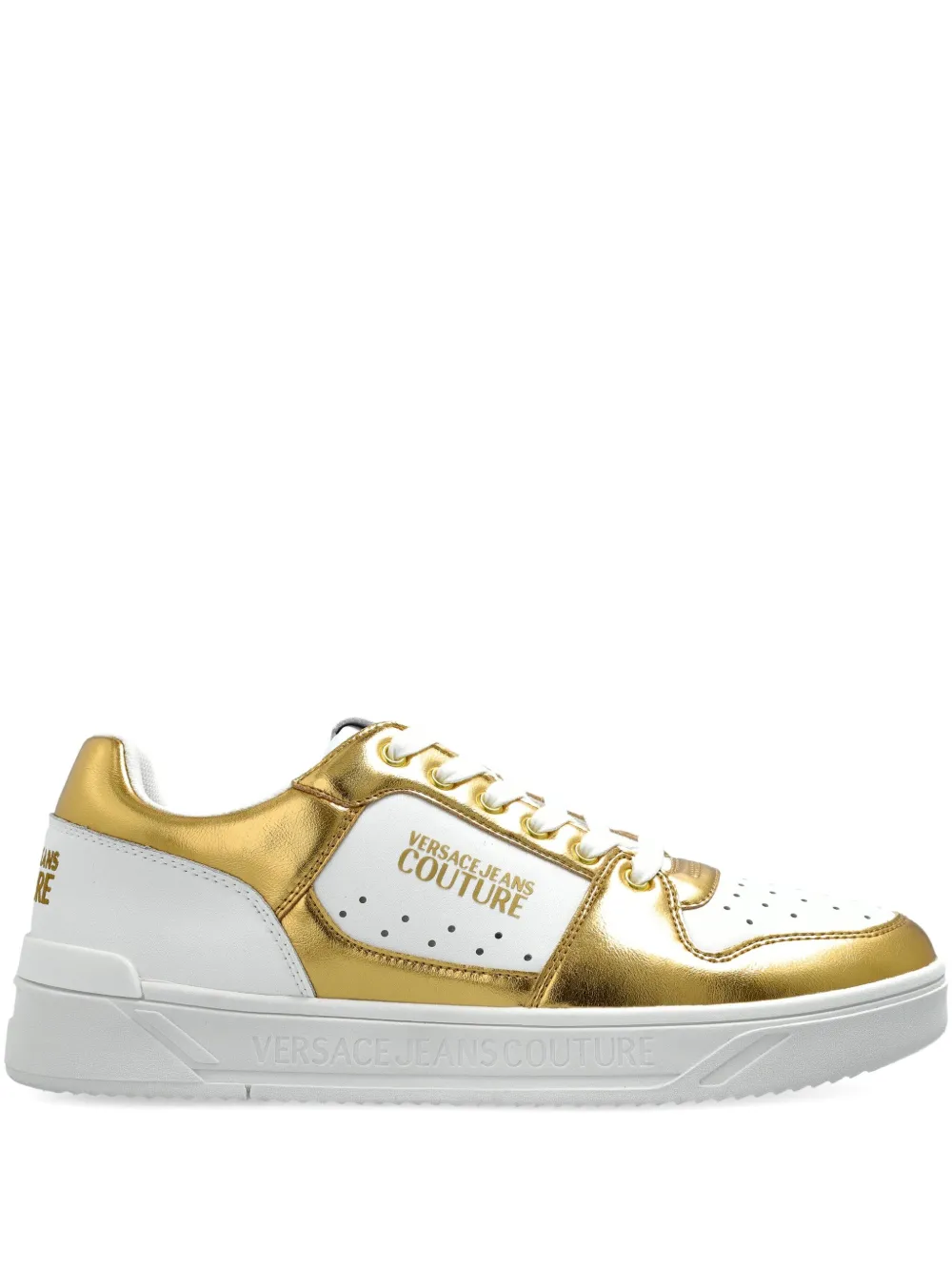 

Кроссовки со вставками и эффектом металлик Versace Jeans Couture, золотистый