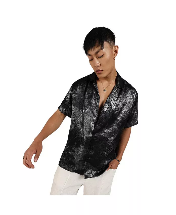 

Мужская рубашка омбре Midnight Black & Chalice Silver Metallic Campus Sutra, черный