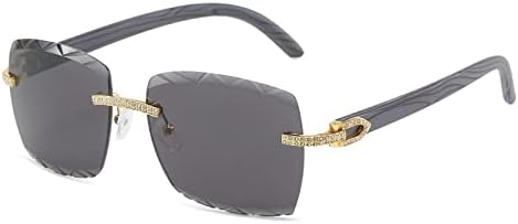 

Солнцезащитные очки с алмазной огранкой для женщин, без оправы, с кристальными блестками, женские солнцезащитные очки с градиентным переходом цвета для мужчин MTZJH, C01 Gold Black