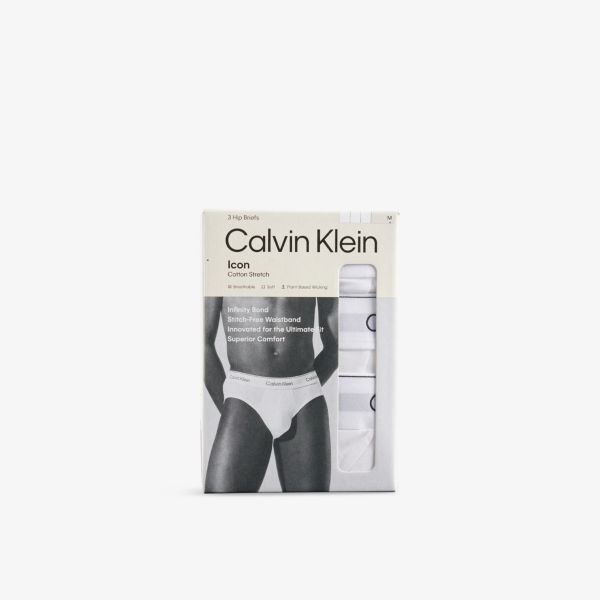 

Трусы-бикини из стрейч-хлопка с логотипом Icon, 3 шт Calvin Klein, мультиколор