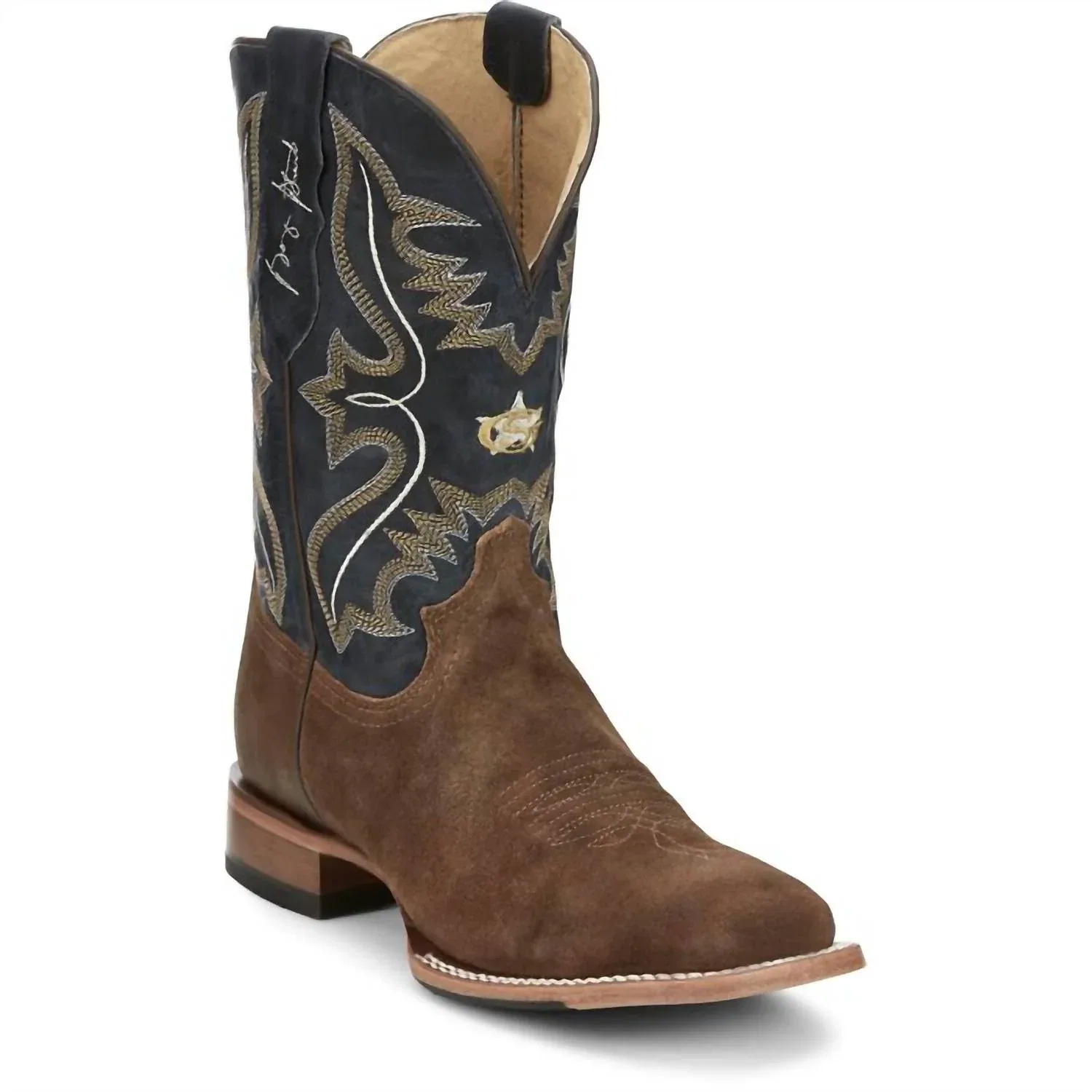 Justin Boots Мужские ковбойские сапоги Dillon из вощеной замши с квадратным носком, бежевого цвета