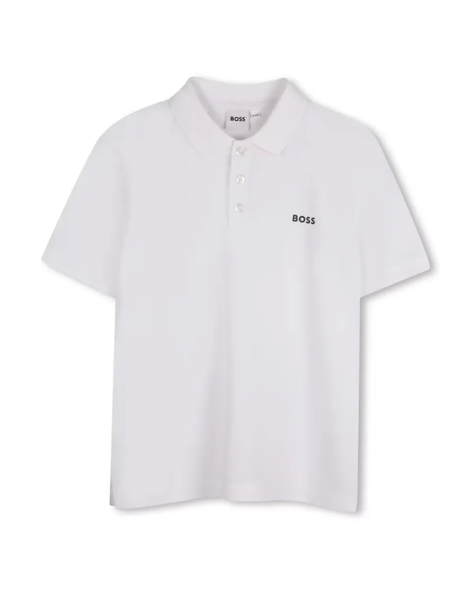 

Рубашка поло из хлопка для мальчиков с логотипом на спине BOSS Kidswear, белый
