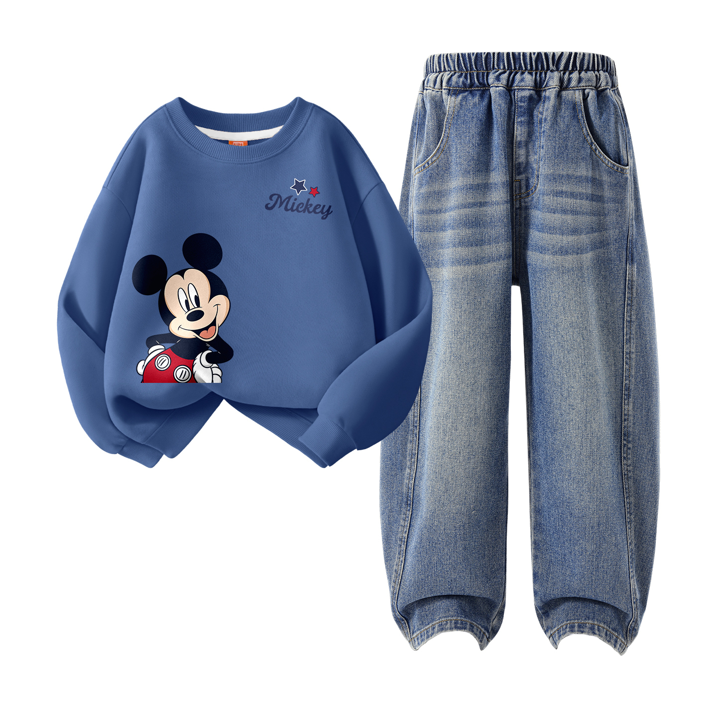 Детская повседневная спортивная одежда Disney, Di Chong Top Of The Mountain K Vintage Green+Solid Color Denim Blue — фото 2