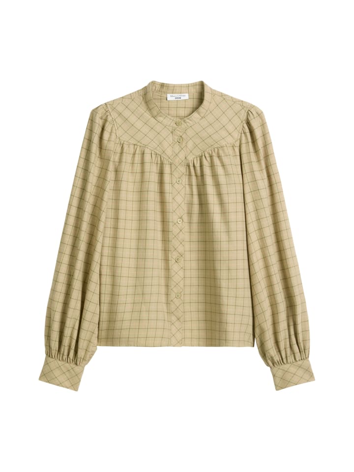 

Клетчатая блузка А-образного силуэта светло-зеленого цвета Marc O'Polo DENIM