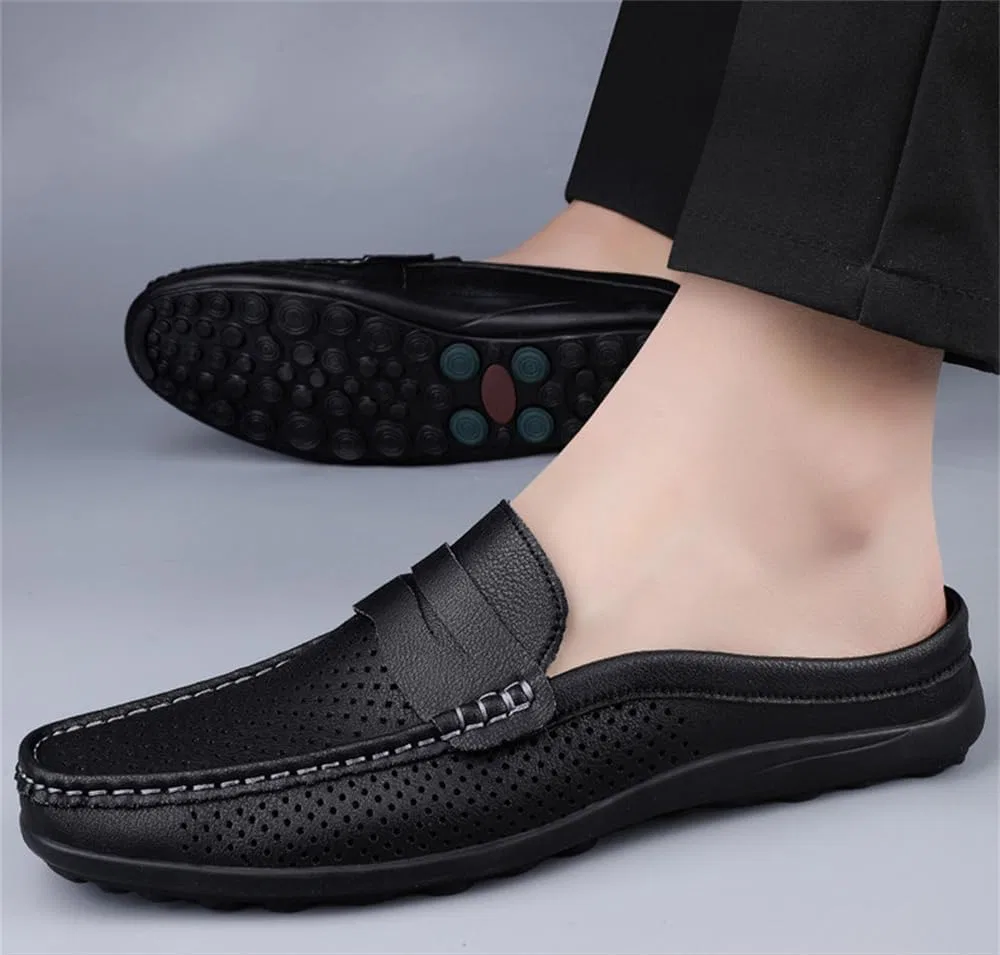 Мужские мюли CHUUMEE Hollow Leather Slip On, Black — фото 4
