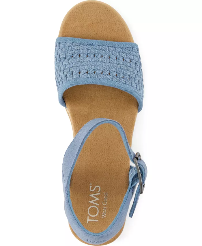 Женские сандалии Diana на платформе с клиновидным каблуком TOMS, синий — фото 4